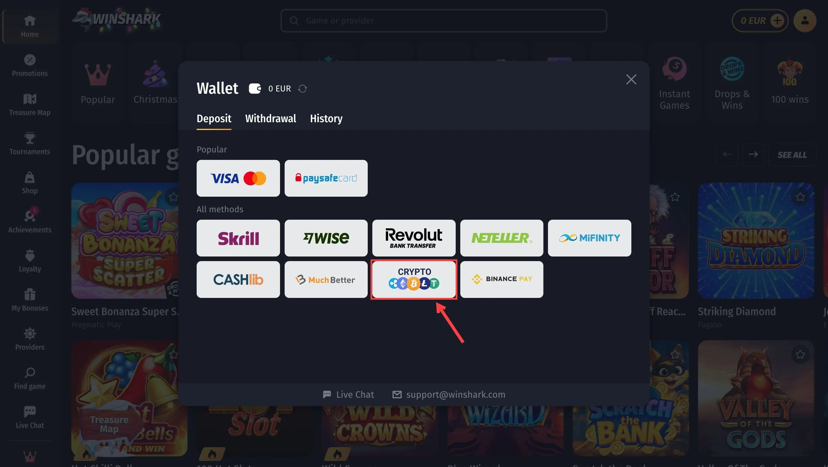 Winshark Bitcoin Casino