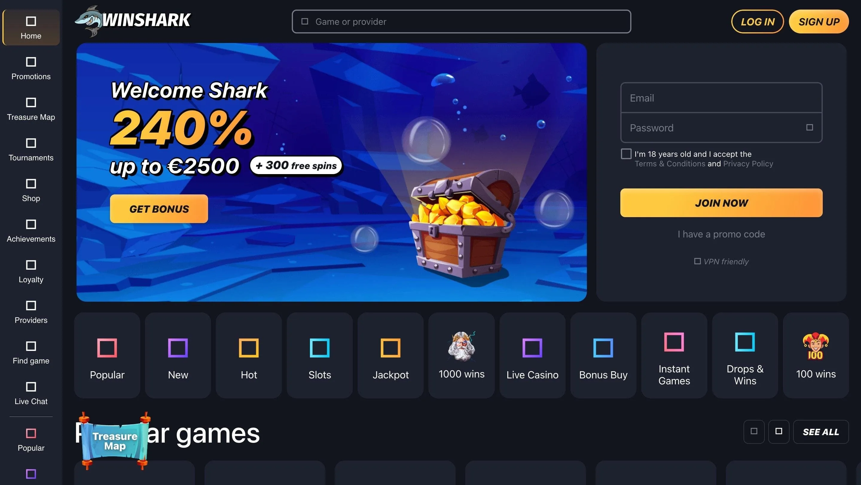Winshark No limit Casino